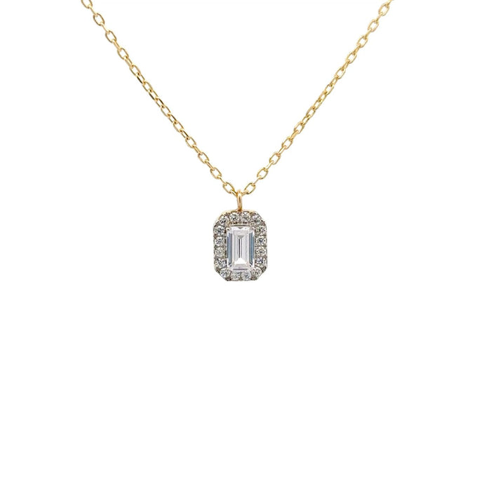 Halskette mit Anhänger Baguette Weiß | 585/- GG | HK012