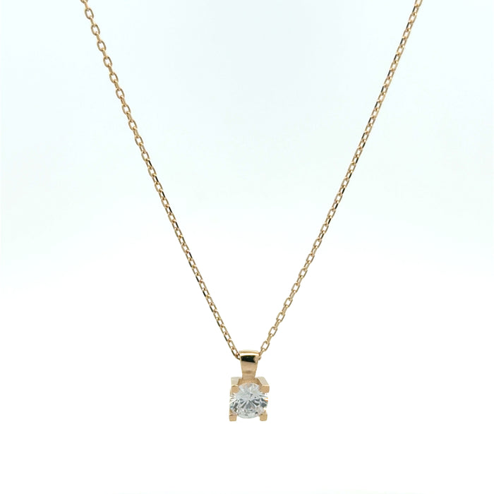 Halskette mit Anhänger 4er Krappe Zirk. Weiß | 585/- GG | HK014