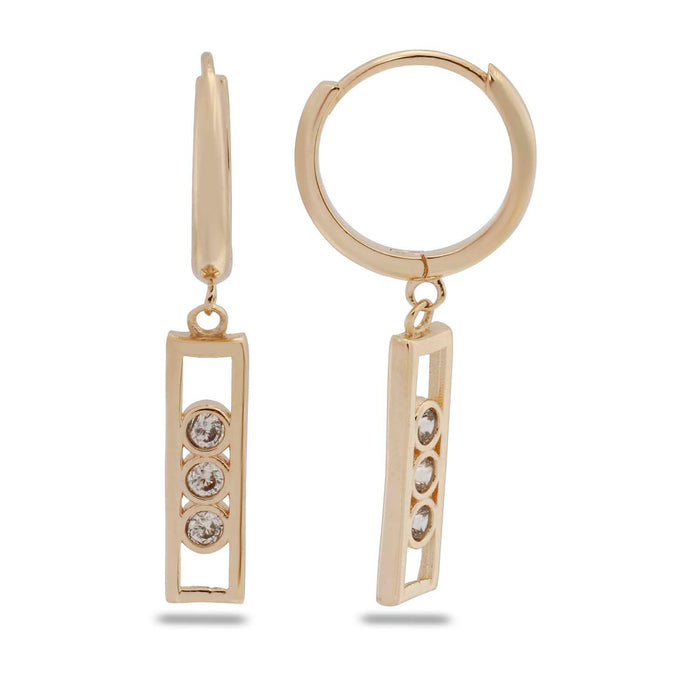 Drei Steine Zirk. Creolen mit Anhänger NJO-37